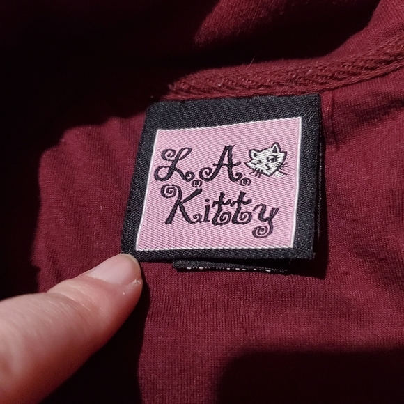 Vintage 2000s 00s Y2K Princess Rouched Dark Red Gothic Goth Jacket Pockets - Picture 6 of 9